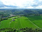 Blick vom Lilienstein über Ebenheit auf die Festung Königstein