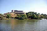 Rastplatz unterhalb der Festung Bohus nördlich von Göteborg